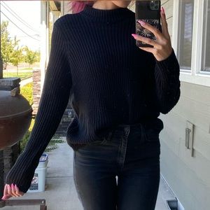Divided mockneck sweater